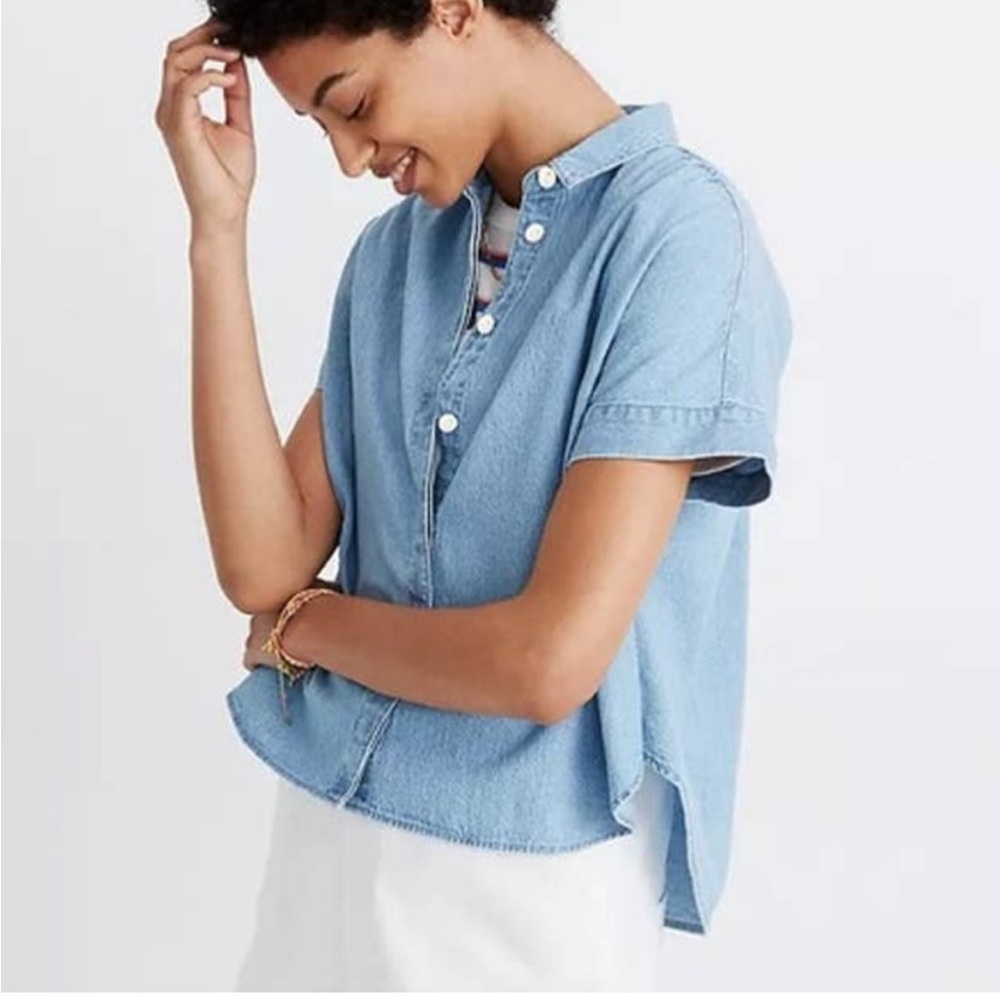 Madewell Hilltop Chambray Button Down Blouse